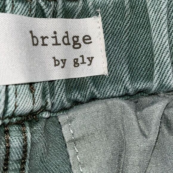 Bridge by Gly Womens Size Small Ultra High Rise Denim Shorts Green Stretch Waist - Picture 3 of 8